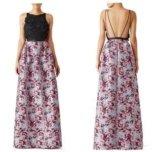 Monique Lhuillier Multi Floral Jacquard Maxi Dress size 12